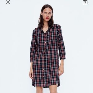 zara checked shirt dress